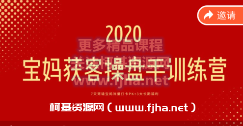 势能君：2020宝妈获客操盘手训练营【03期】价值398元-百度云下载