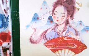 阿妹艺术丫丫古风梦幻水彩人物系统课